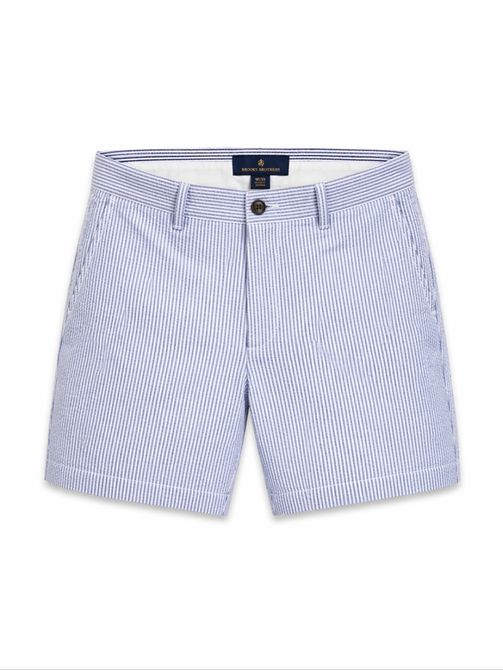 Brooks Brothers Light Blue Seersucker Flat-Front Shorts‎ Sz/35